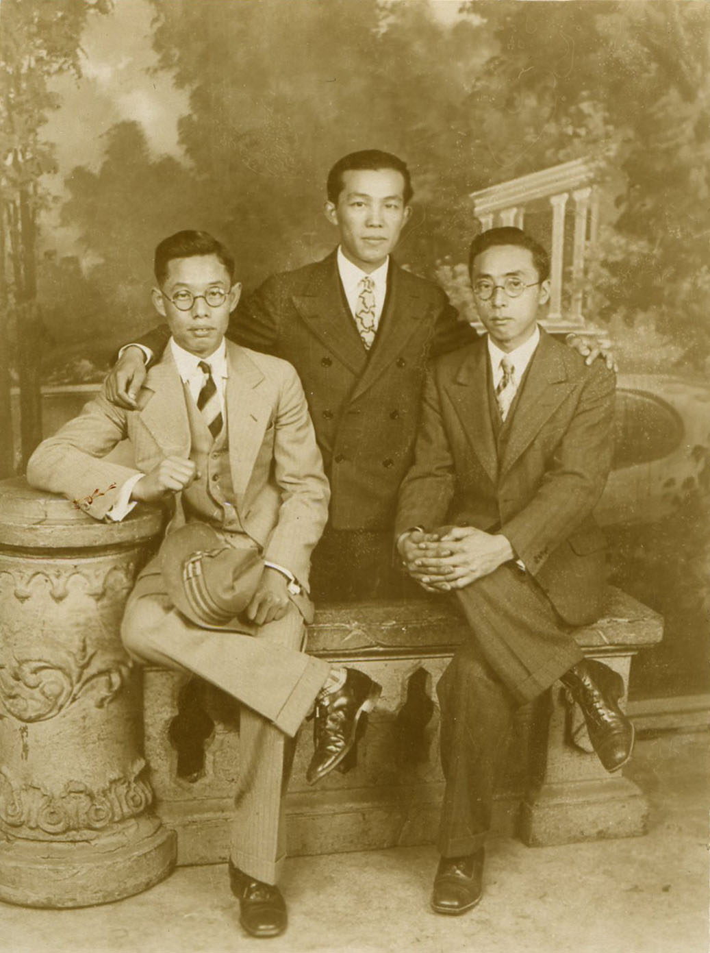 Onuma, Jiro Three Japanese-American in suits. Center is Jiro Onuma.